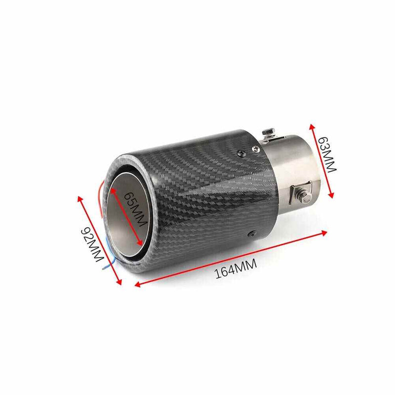 1pc Red 63mm Inlet Car Muffler Exhaust Tip Tail Pipe Light LED Carbon Fiber Accessories