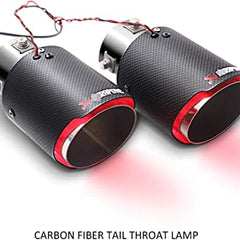 1pc RED Akrap Carbon Fiber Universal Glow In Tips LED Lamp Exhaust Tips Pipe Fit For Any Car(Size : 63-89)