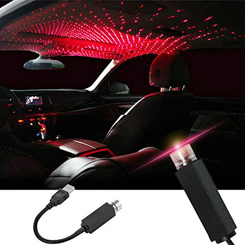 1pc Red Car USB Roof Star Projector Lights Flexible Romantic USB Ambient Atmosphere Lamp Fit All Cars Ceiling Decoration