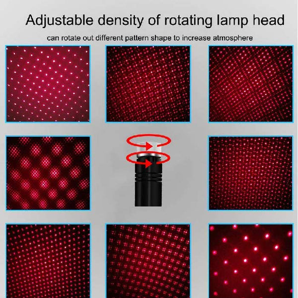 1pc Red Car USB Roof Star Projector Lights Flexible Romantic USB Ambient Atmosphere Lamp Fit All Cars Ceiling Decoration