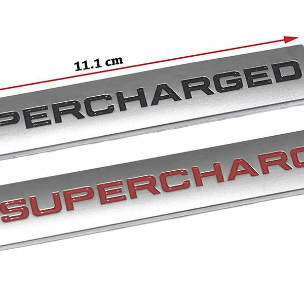 1pcs Chrome Red SUPERCHARGED 3D Metal Car Sticker Emblem Badge Car Bike Decorative