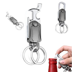 5 In 1 Multifunction Car Metal Keychain 360° Rotating Spinner, Bottle Opener & Phone Holder Key Ring