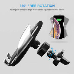 2 in 1 Automatic Clamping Wireless Car Charger Mount, Car Air Vent Cell Phone Holder Mount Fast Charging Automatic Open and Clamp