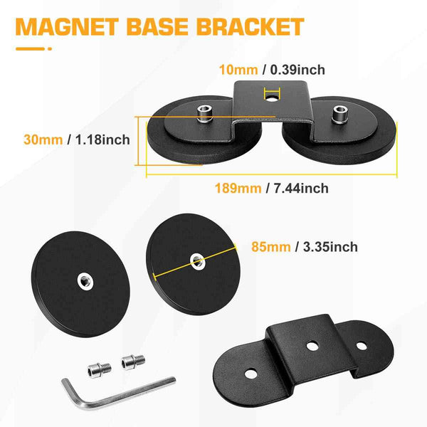 2 Pack Light Bar Magnetic Mount Bracket, Work Light Base Magnet, Powerful LED Light Magnetic Mount Holder with Rubber Pad for Off-road Driving Lamp, Emergency Light, Roof Light Bar, Fog Light