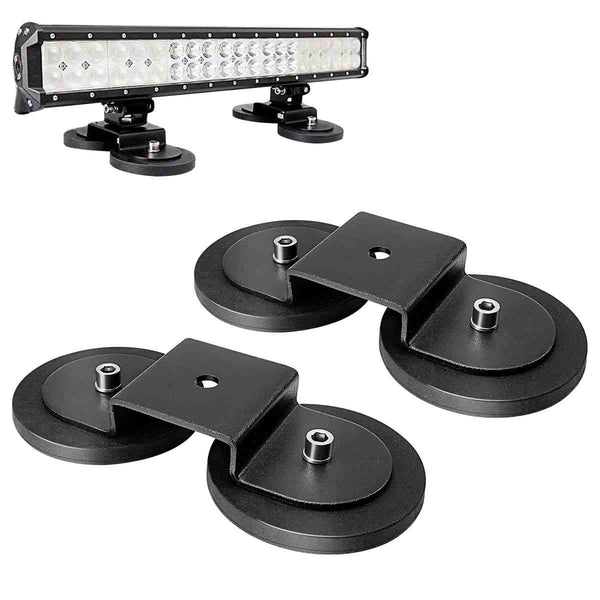 2 Pack Light Bar Magnetic Mount Bracket, Work Light Base Magnet, Powerful LED Light Magnetic Mount Holder with Rubber Pad for Off-road Driving Lamp, Emergency Light, Roof Light Bar, Fog Light
