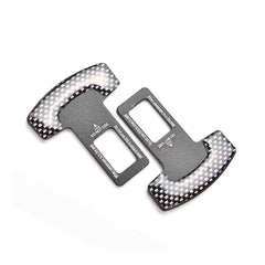 2 Pcs Carbon Fiber Car Seat Belt Alarm Beep LED Stopper Safety Buckle Null Insert Clip