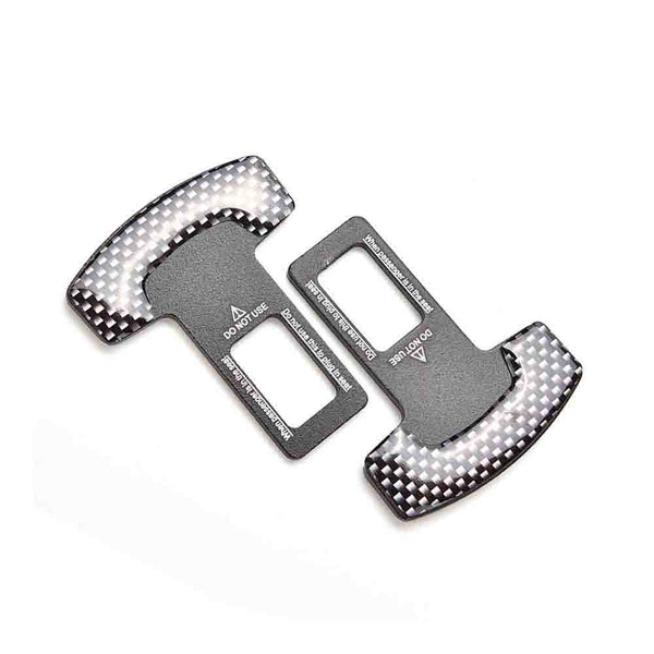 2 Pcs Carbon Fiber Car Seat Belt Alarm Beep LED Stopper Safety Buckle Null Insert Clip