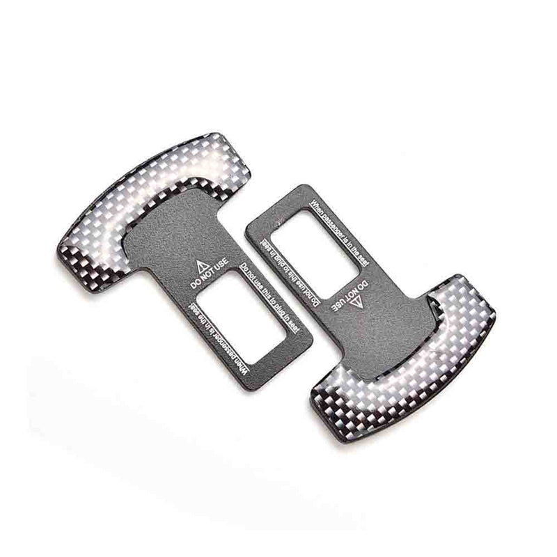 2 Pcs Carbon Fiber Car Seat Belt Alarm Beep LED Stopper Safety Buckle Null Insert Clip