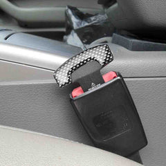 2 Pcs Carbon Fiber Car Seat Belt Alarm Beep LED Stopper Safety Buckle Null Insert Clip