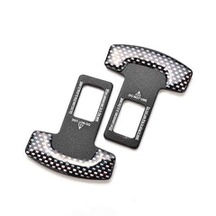 2 Pcs Carbon Fiber Car Seat Belt Alarm Beep LED Stopper Safety Buckle Null Insert Clip