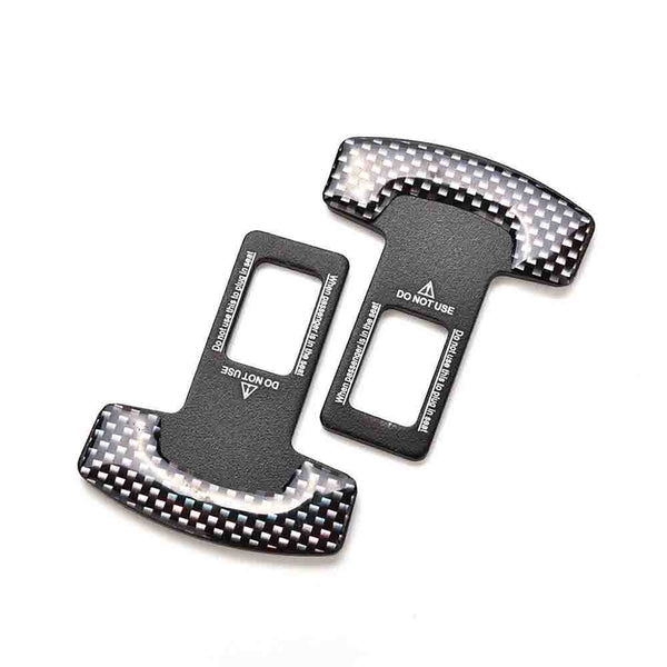 2 Pcs Carbon Fiber Car Seat Belt Alarm Beep LED Stopper Safety Buckle Null Insert Clip