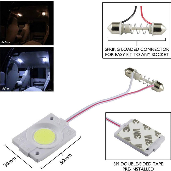 2pcs 2.4W White Cob Led Festoon Interior Car Dome Light 12V