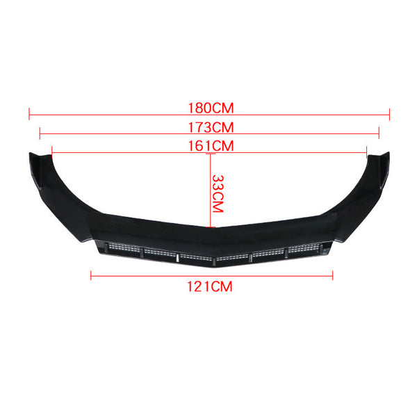 2022 Black Red New 3pcs Car Universal Front Bumper Spoiler Lip Chin Up Body Kit Splitter