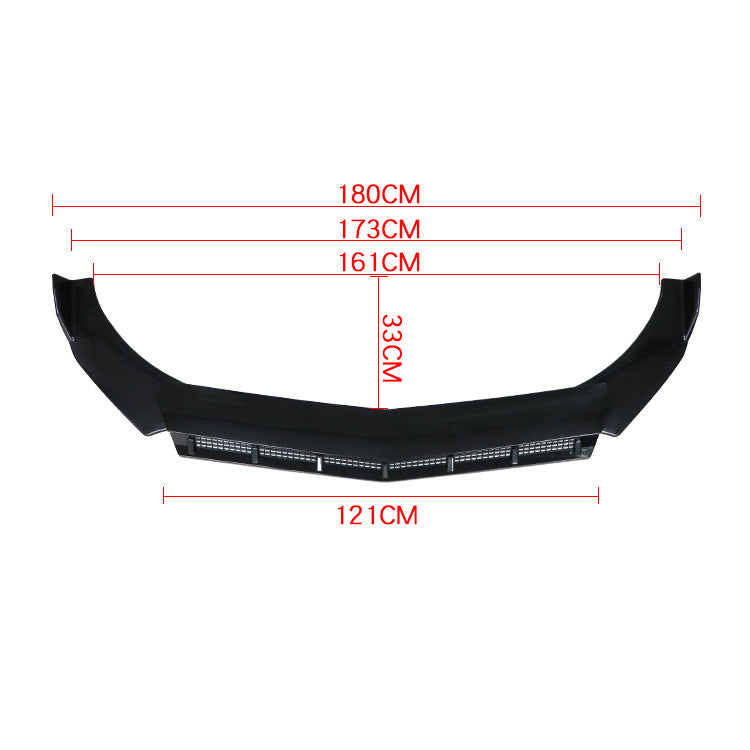2022 Black Red New 3pcs Car Universal Front Bumper Spoiler Lip Chin Up Body Kit Splitter