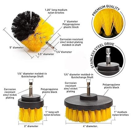 8 Pcs Drill Brush Cleaning Kit – Power Scrubber Pads & Brush Attachment Set for Bathroom, Tiles, Floor & Car (Drill Not Included)