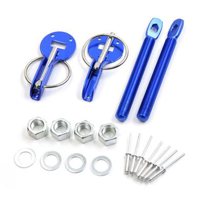 Universal Alloy Mount Bonnet Hood Pin Pins Lock Latch Kit Racing Sport Car Blue