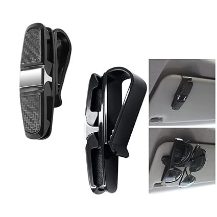 Car Sunglasses Holder Clip 180° Rotatable Visor Mount With Card Slot