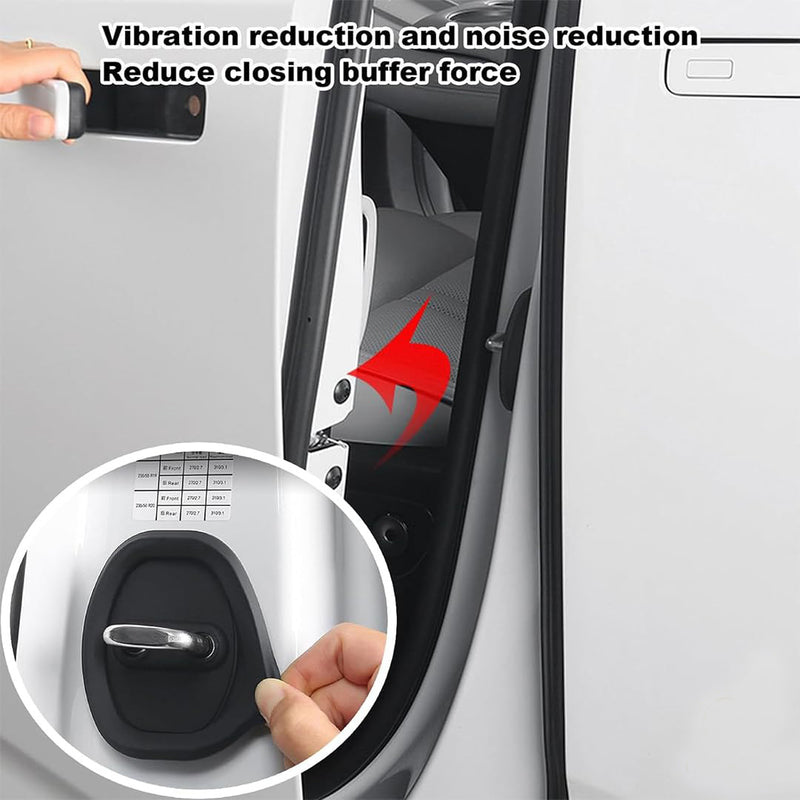 4 Pcs Car Silicone Door Latch Protective Cover Silent Shock Pads Vehicle Doors Locks Guard Stopper Set Auto Protector Automotive Tools Supplies [8x6x1 Cm]