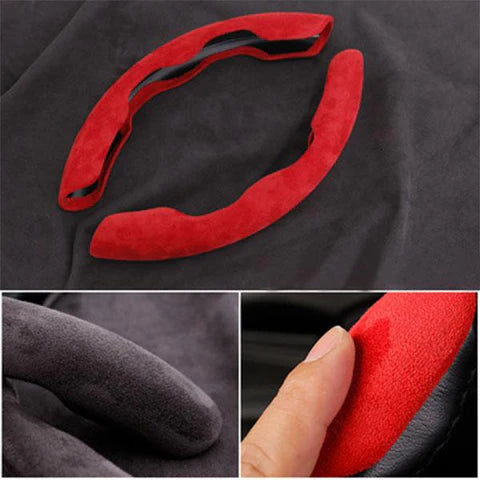 2pcs Universal ABS Style Car Steering Wheel Booster Cover Non-Slip Left & Right Side-Red