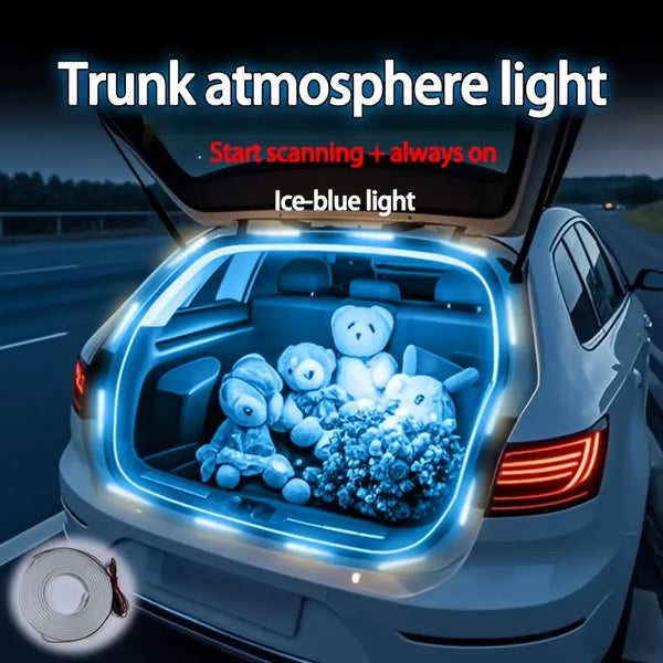 1pc Car New LED Multi-Color Trunk Atmosphere Light, With Scanning And Constant Light Mode, LED Sensor Light Strip