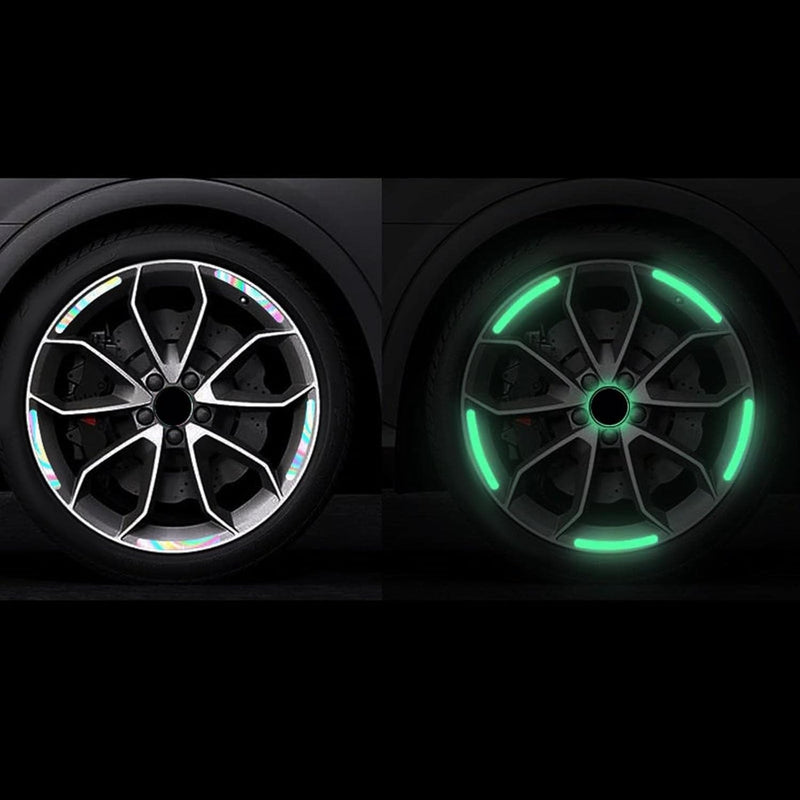 20 Pcs Mix Color Car Wheel Reflective Rim Stickers Luminous Safety Strips For Cars & Bikes