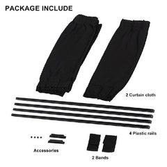 2pc 70cm x 47cm Universal Drape Adjustable VIP Car Window Curtain Sunshade UV Protection BLACK
