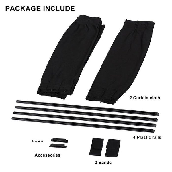 2pc 70cm x 47cm Universal Drape Adjustable VIP Car Window Curtain Sunshade UV Protection BLACK