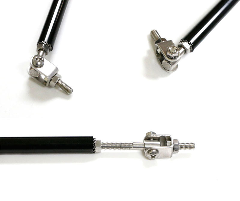 2pcs Black SMALL Adjustable Universal Front Rear Bumper Lip Splitter Strut Brace Rod Support Bar