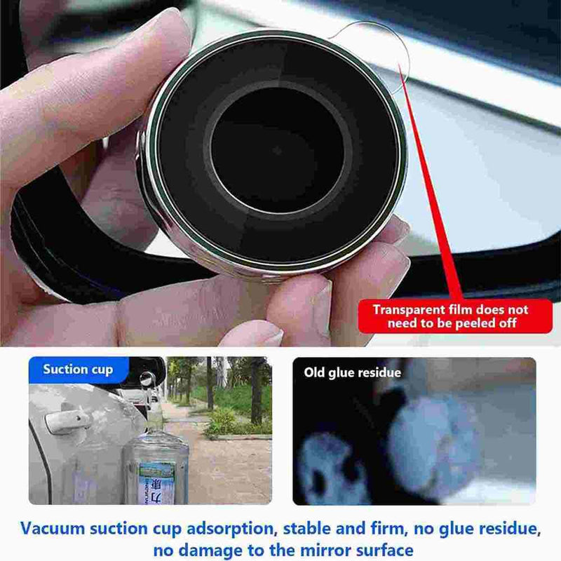2pcs Car Blind Spot Mirror, 2 inch Reusable Round HD Glass Convex 360 Wide Angle Side Rear View Side Mirror with Sucker for Cars SUV and Trucks Black