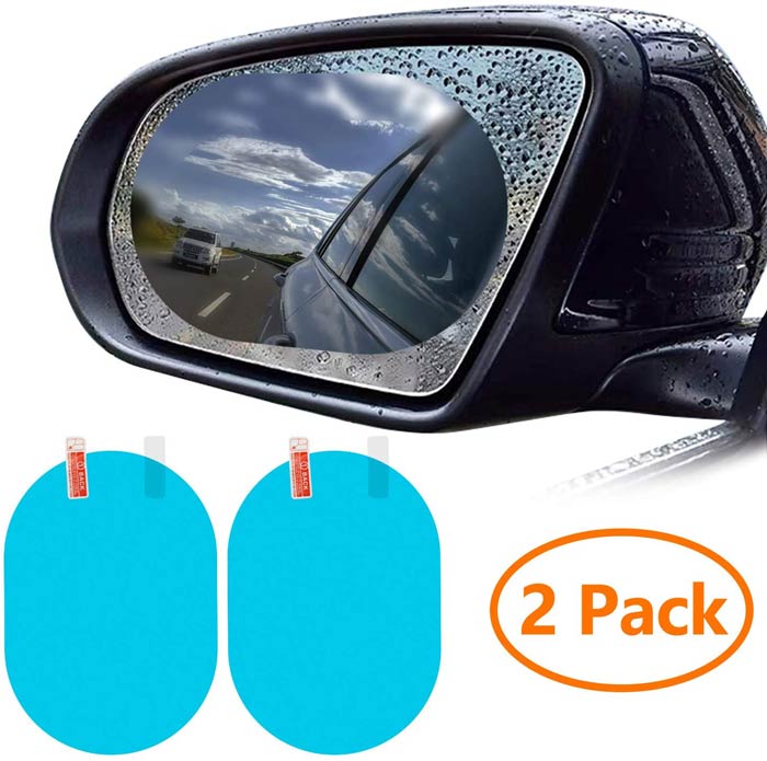2PCS Car Rearview Mirror Film, HD Nano Film Anti Fog Film Car Rear View Mirror Waterproof Film Protective Film Anti Glare Rain-Proof Anti Water Mist Protector for Car Mirrors (Oval)
