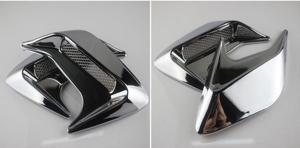 2PCS Chrome Electro Plated Universal Car Auto Decorative Air Scoop Flow Intake Hood Vent Bonnet Fender Mesh