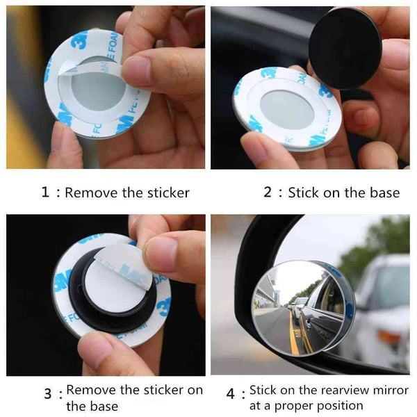 2pcs Car Blind Spot Rear View Mirror Wide Angle 360 Degree Adjustable Small Round Mirror Car Reverse Auxiliary Rearview Convex Mirror