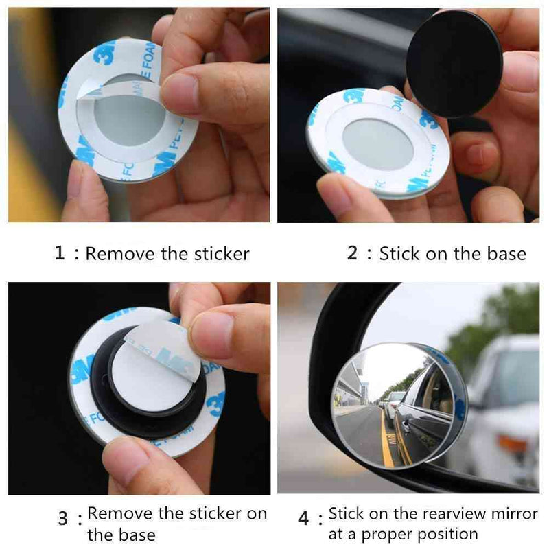 2pcs Car Blind Spot Rear View Mirror Wide Angle 360 Degree Adjustable Small Round Mirror Car Reverse Auxiliary Rearview Convex Mirror