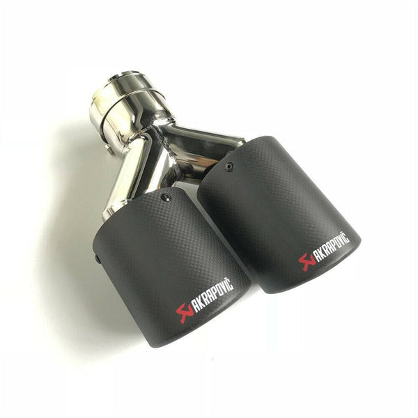 2pcs Inlet 63mm Outlet 89mm Akrapovic Carbon Fiber Exhaust Tip Dual Pipe