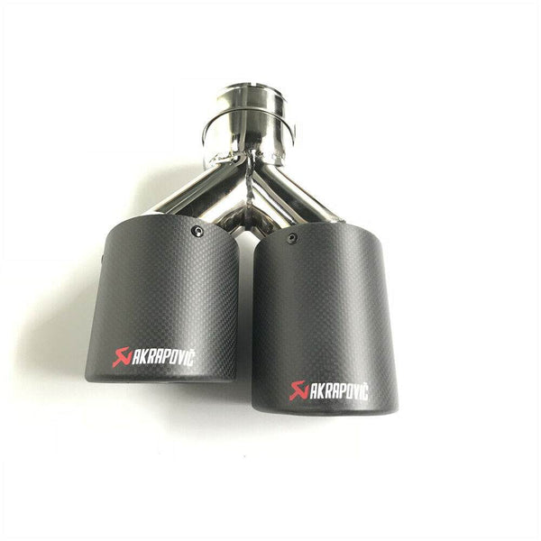 2pcs Inlet 63mm Outlet 89mm Akrapovic Carbon Fiber Exhaust Tip Dual Pipe