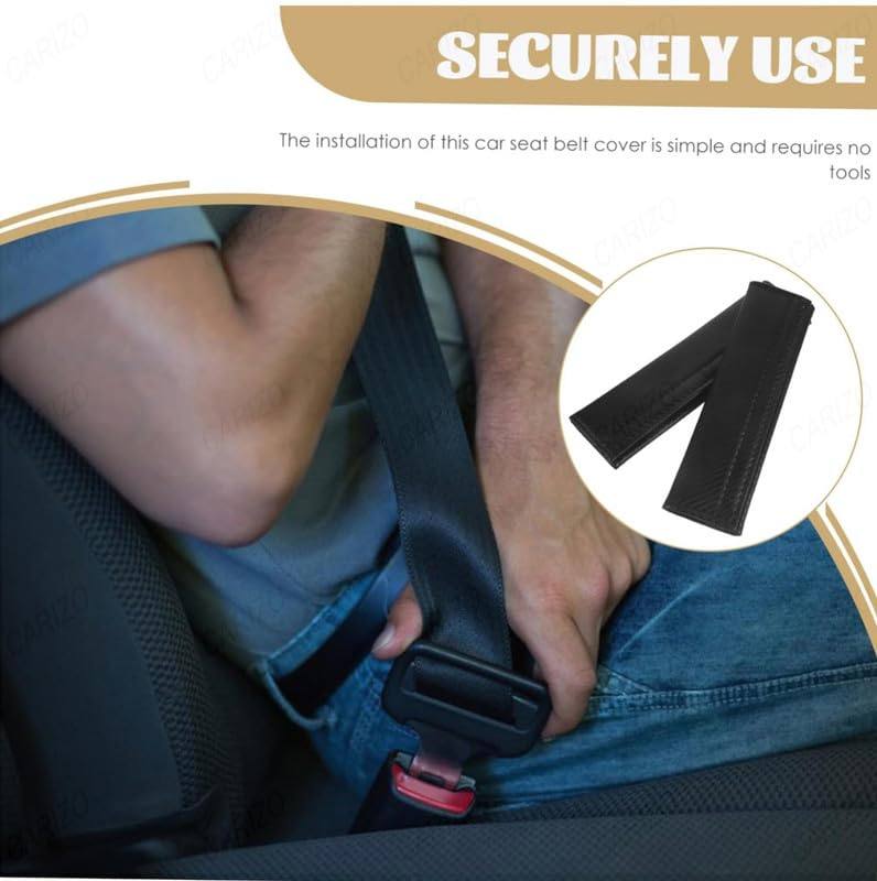 2Pcs RALLI Carbon Fiber Embroidery Car Seat Belt Cover Safety Shoulder Pads