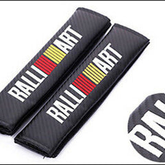 2Pcs RALLI Carbon Fiber Embroidery Car Seat Belt Cover Safety Shoulder Pads