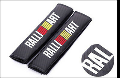 2Pcs RALLI Carbon Fiber Embroidery Car Seat Belt Cover Safety Shoulder Pads