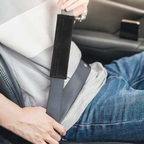 2Pcs RALLI Carbon Fiber Embroidery Car Seat Belt Cover Safety Shoulder Pads
