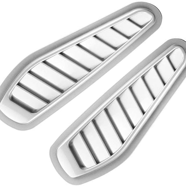 2pcs Silver Universal Car ABS Decorative Air Flow Intake Scoop Turbo Bonnet Vent Cover Hood