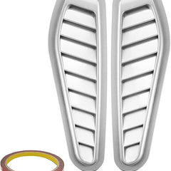 2pcs Silver Universal Car ABS Decorative Air Flow Intake Scoop Turbo Bonnet Vent Cover Hood