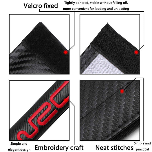 2Pcs TRANS Carbon Fiber Embroidery Car Seat Belt Cover Safety Shoulder Pads