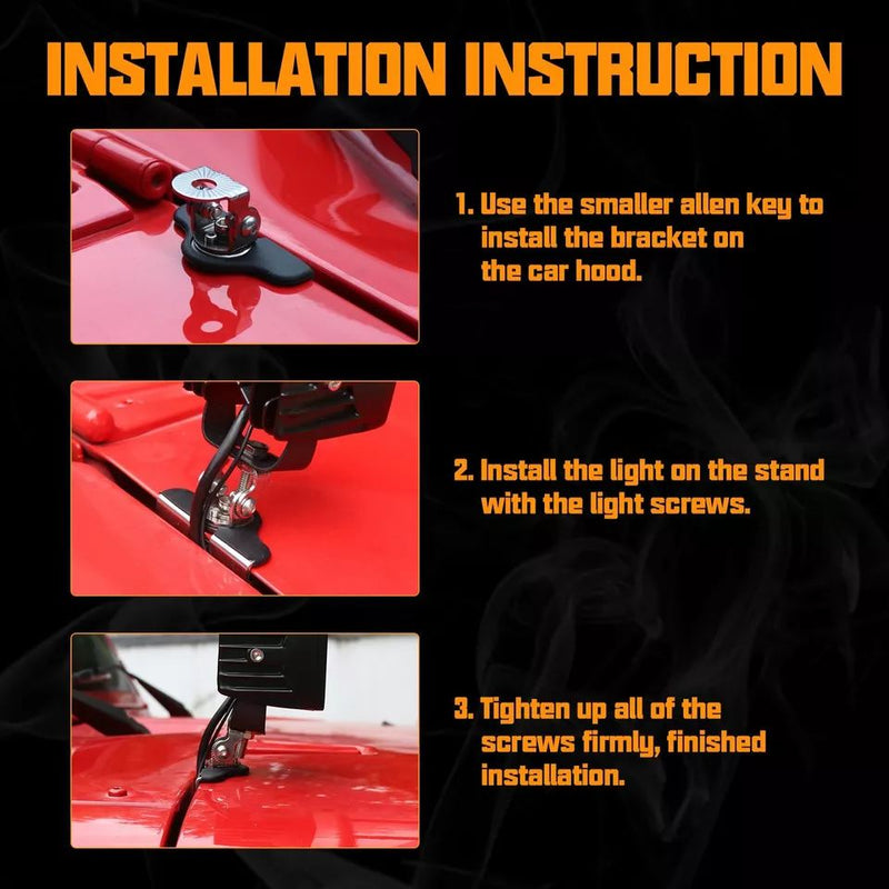2PCS Universal Pillar Hood Led Work Light bar Mount Bracket Clamp Holder Offroad