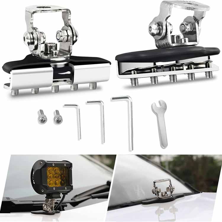 2PCS Universal Pillar Hood Led Work Light bar Mount Bracket Clamp Holder Offroad