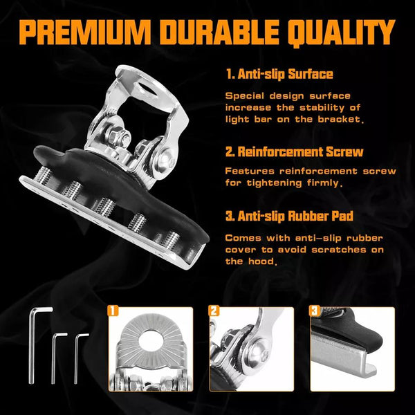 2PCS Universal Pillar Hood Led Work Light bar Mount Bracket Clamp Holder Offroad