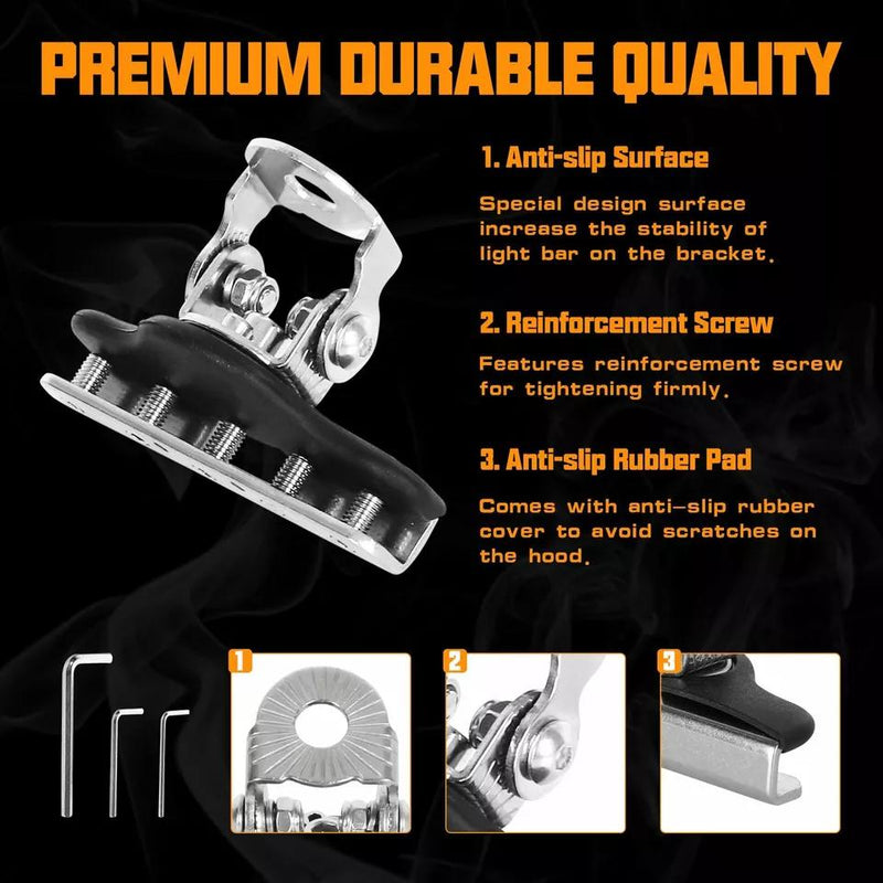 2PCS Universal Pillar Hood Led Work Light bar Mount Bracket Clamp Holder Offroad
