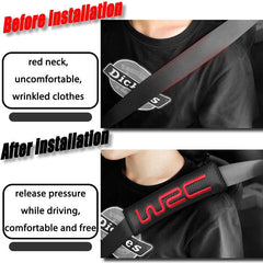 2Pcs WRC Carbon Fiber Embroidery Car Seat Belt Cover Safety Shoulder Pads