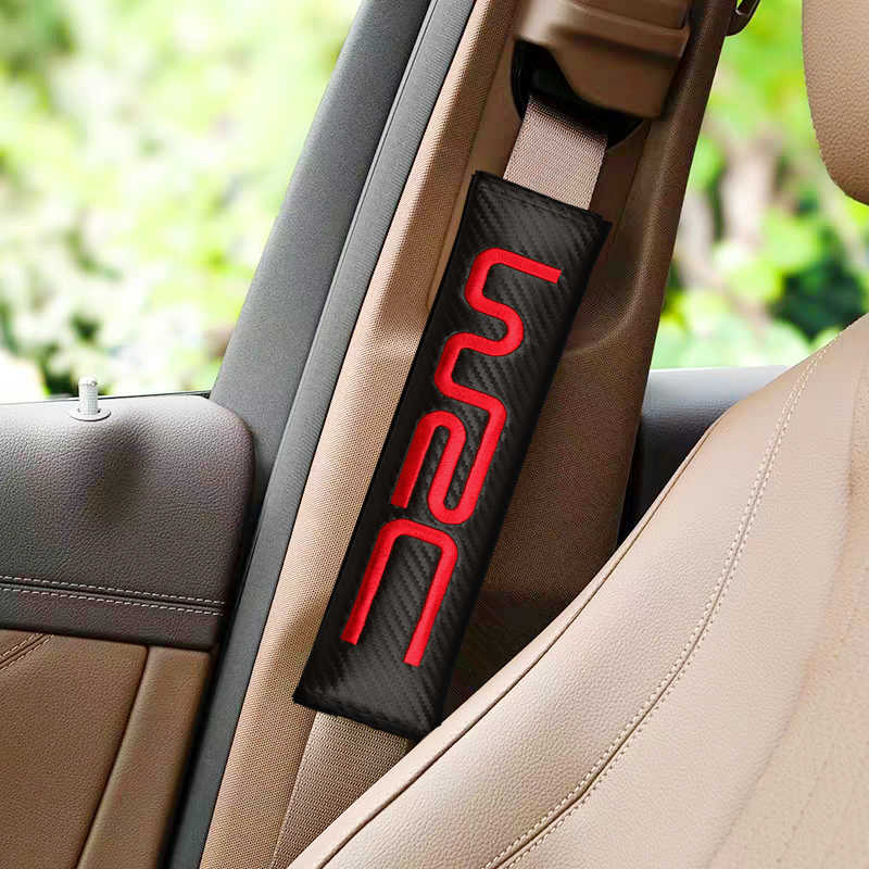 2Pcs WRC Carbon Fiber Embroidery Car Seat Belt Cover Safety Shoulder Pads