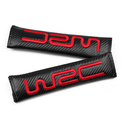 2Pcs WRC Carbon Fiber Embroidery Car Seat Belt Cover Safety Shoulder Pads