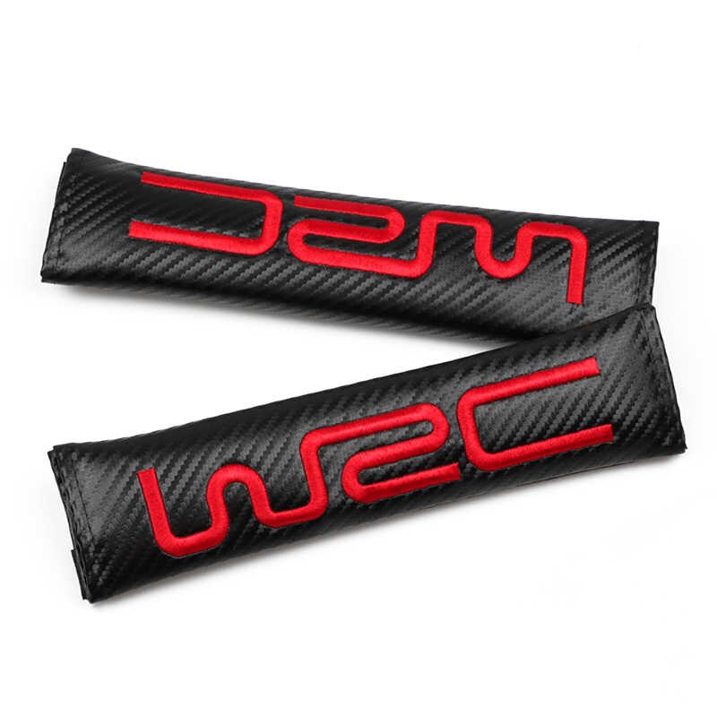 2Pcs WRC Carbon Fiber Embroidery Car Seat Belt Cover Safety Shoulder Pads